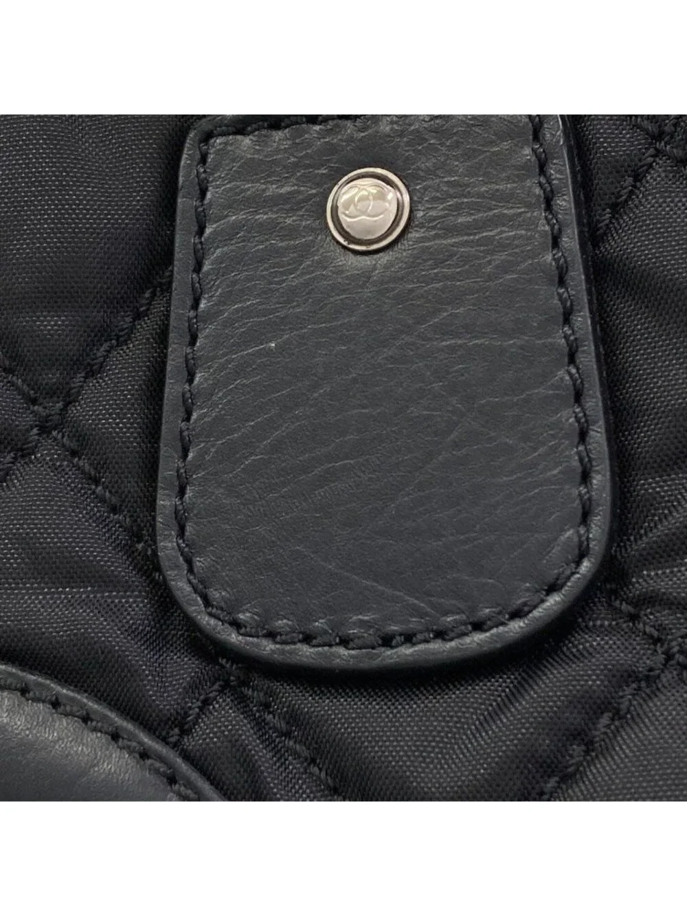 Chanel Paris New York Line Silver Tote Bag Nylon